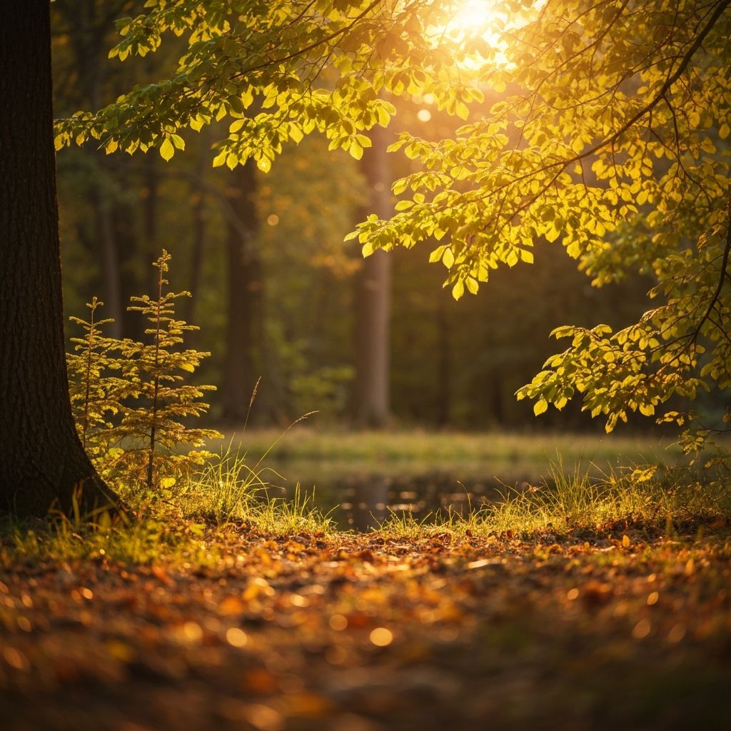 Peaceful natural setting with soft light and warm atmosphere